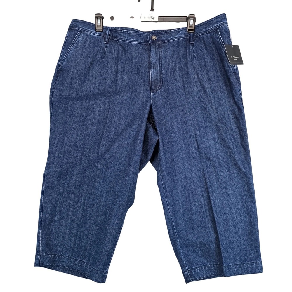 NWT Liz Claiborne Audra Capri Jeans Womens Plus 22W 44x20" 100% Cotton Dark Wash - Picture 1 of 8
